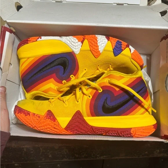 Nike Kyrie 4 '70s Yellow with Multicolor Accents - Picture 1 of 5